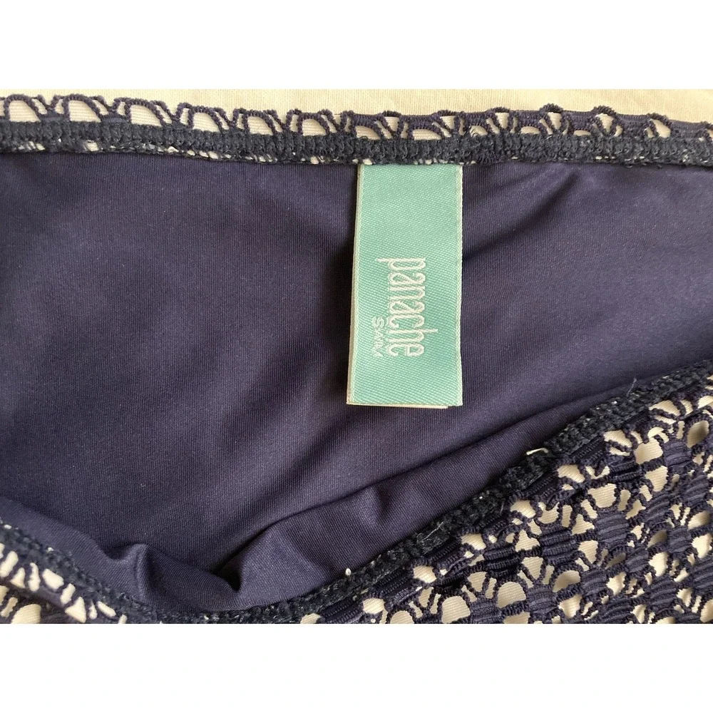 Panache Bikini Swim Bottom Crochet Skirted Blue Size Large‎ Summer Boho Festival